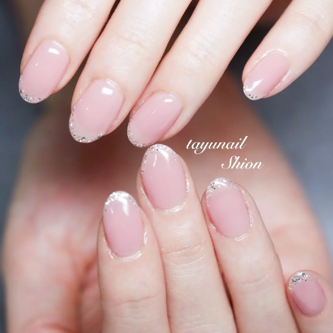 ネイル フレンチネイル ジェルネイル ラメ(グリッター) パラジェル ピンク ネイルサロン 【たゆnail】のネイルデザイン