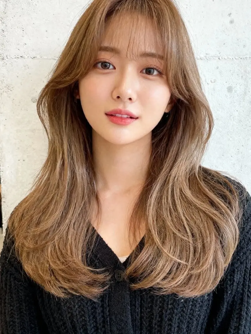 セミロング くびれヘア 顔まわりレイヤー 韓国風ヘア レイヤーカット 小顔カット 韓国レイヤーカット 🫧大阪梅田レイヤーのヘアスタイル