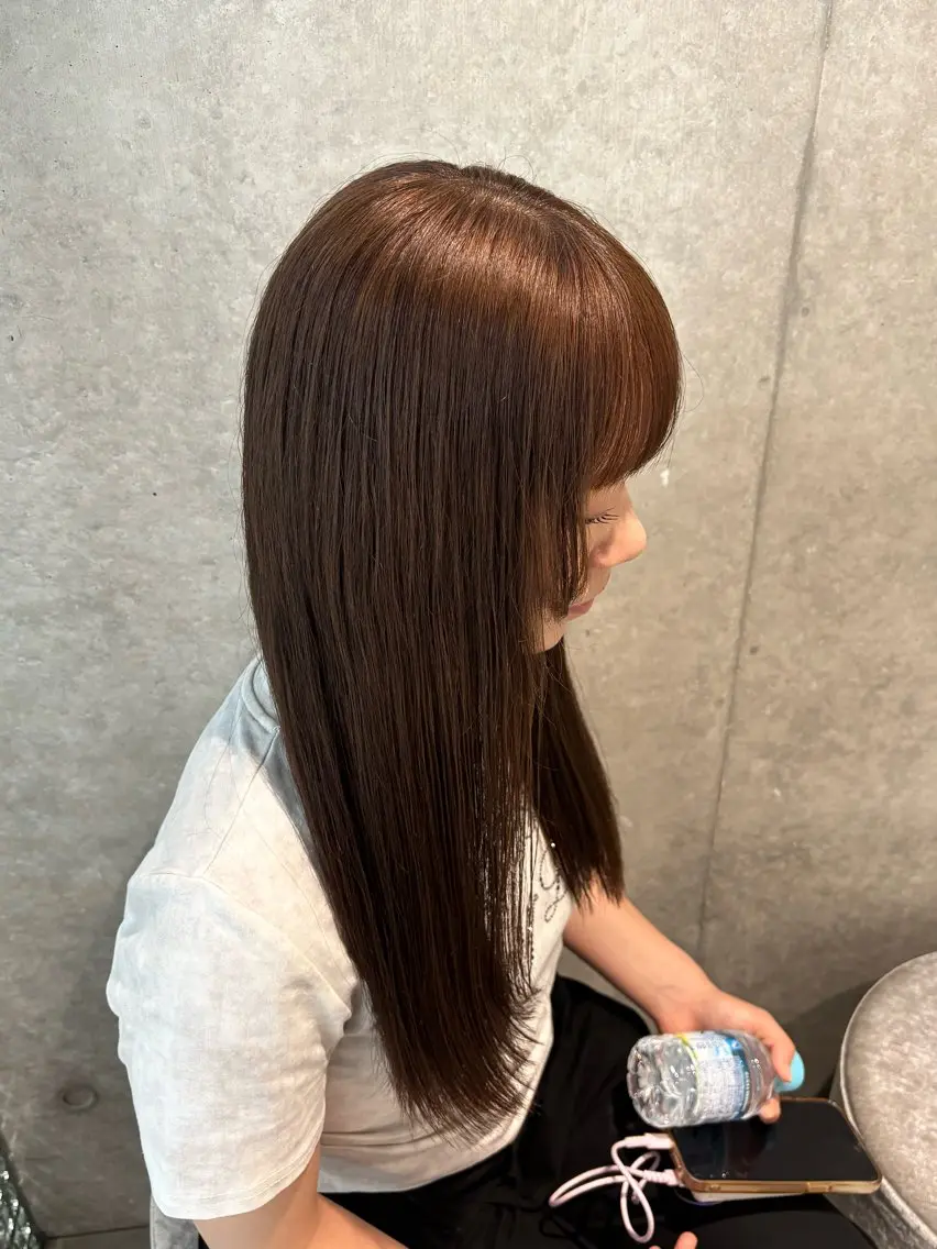 ロング カラー ベージュカラー ヘーゼル ヘアカラー シンバヒナノ/パーマ レイヤー/髪質改善のヘアスタイル