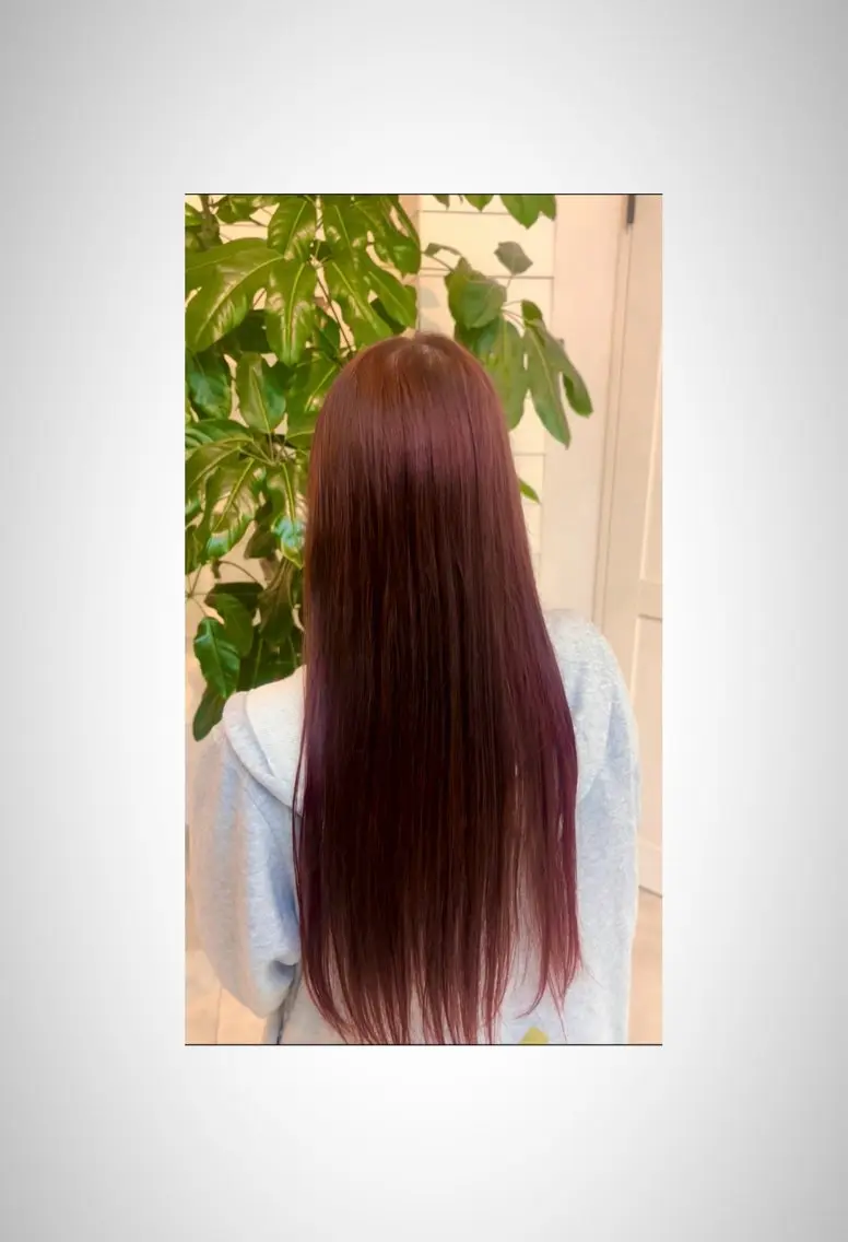 ロング カラー ブリーチ ブリーチなしカラー レッドカラー 宮本 エリカのヘアスタイル