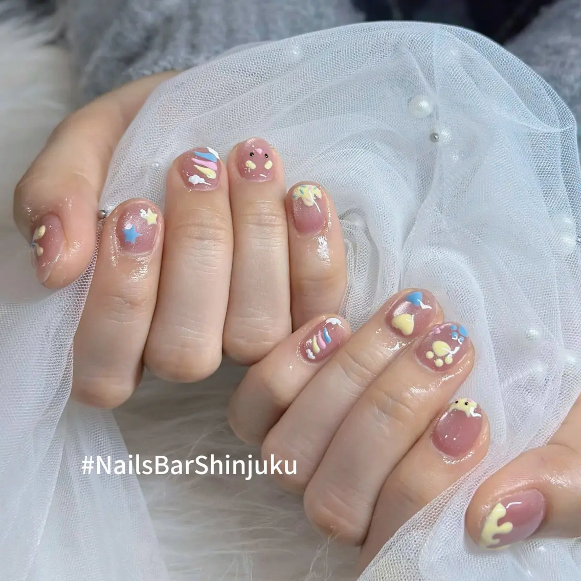 ネイル 長さ出し フレンチネイル ジェルネイル 韓国ネイル ロングネイル NAILS BAR SHINJUKUのネイルデザイン
