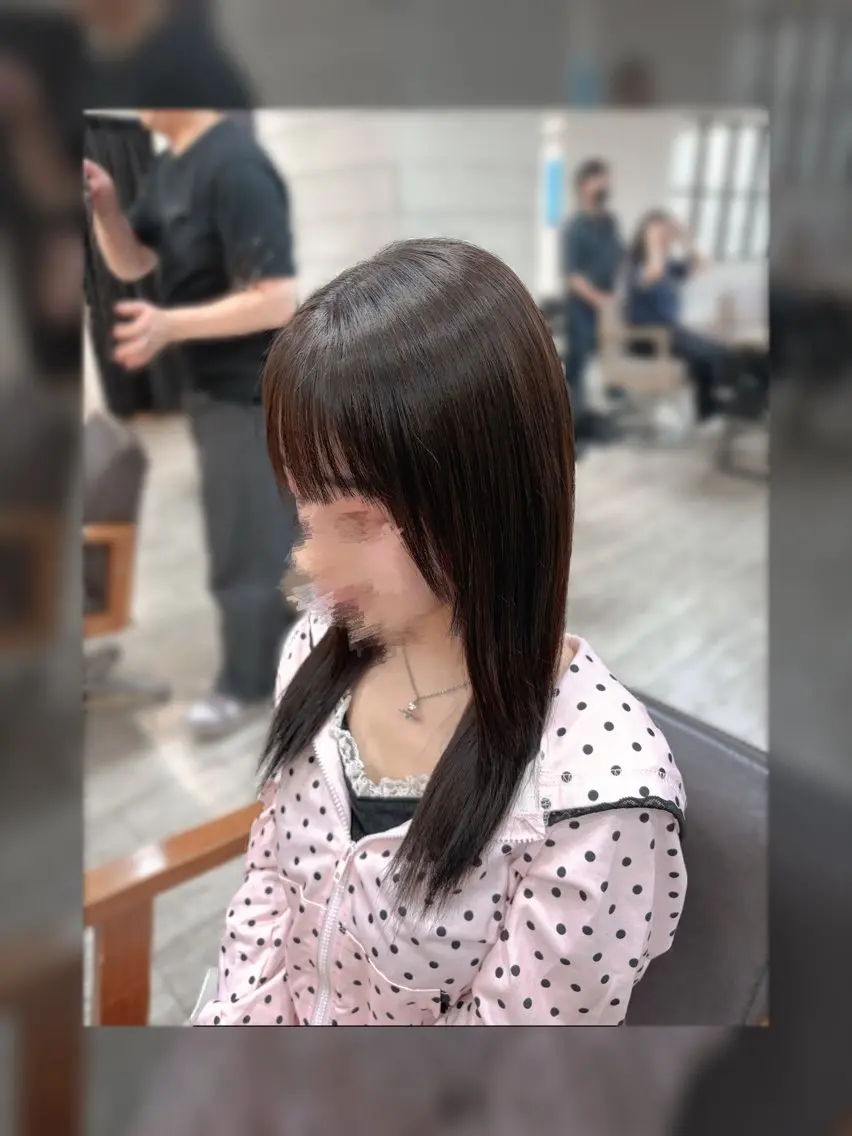 セミロング 顔周りカット 縮毛矯正 坂田 サカタのヘアスタイル