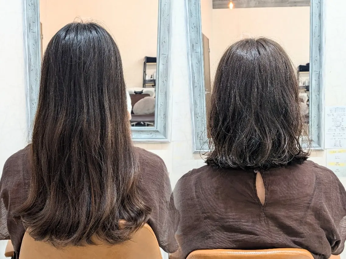 ミディアム ミディアムパーマ カット ヘアカラー パーマ nico ニコ🫧のヘアスタイル