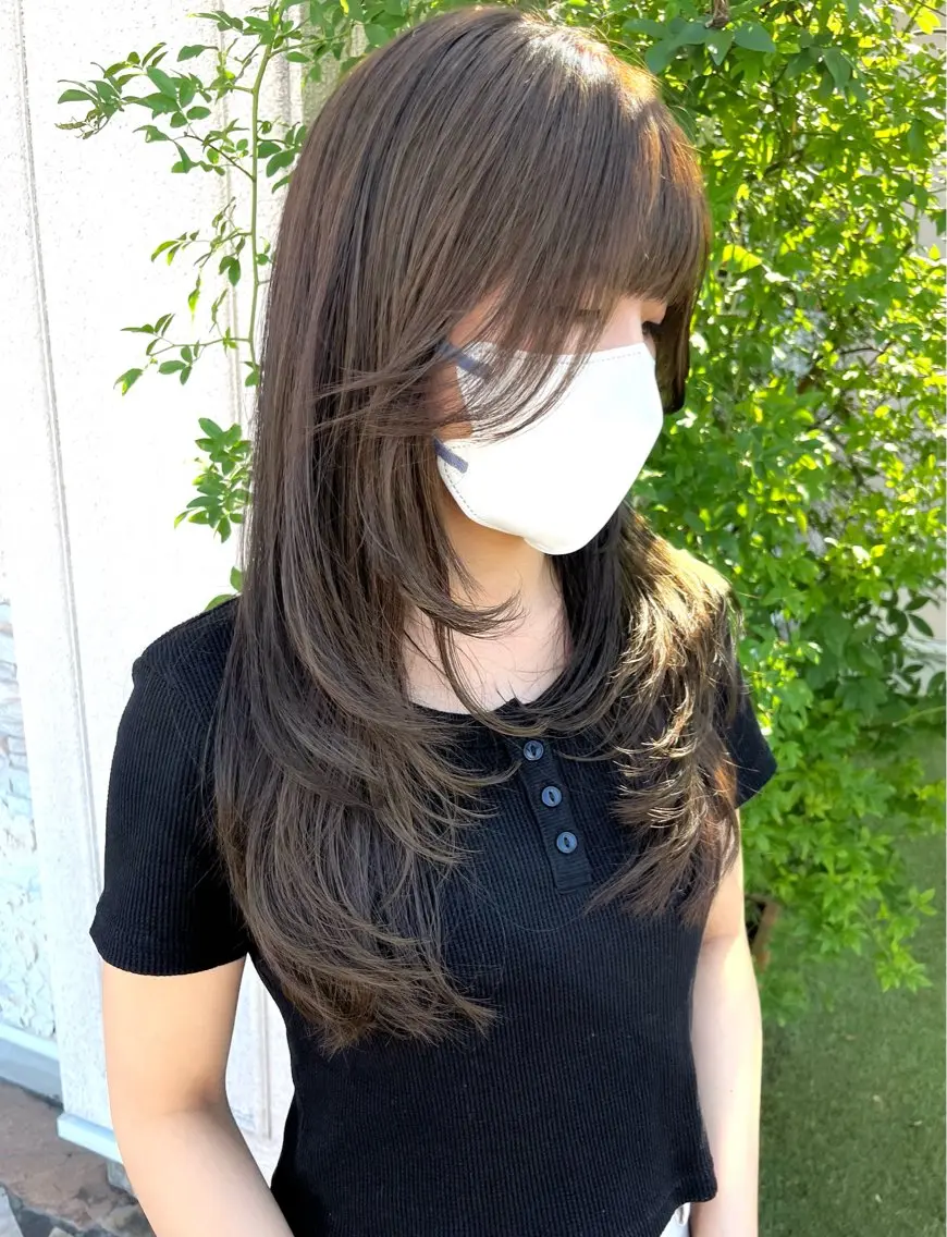 ロング くびれヘア 顔周りカット 韓国風ヘア レイヤーカット 似合わせカット カット ヘアカラー トリートメント 💫レイヤーカット✨ 透明感カラー工藤雄大のヘアスタイル