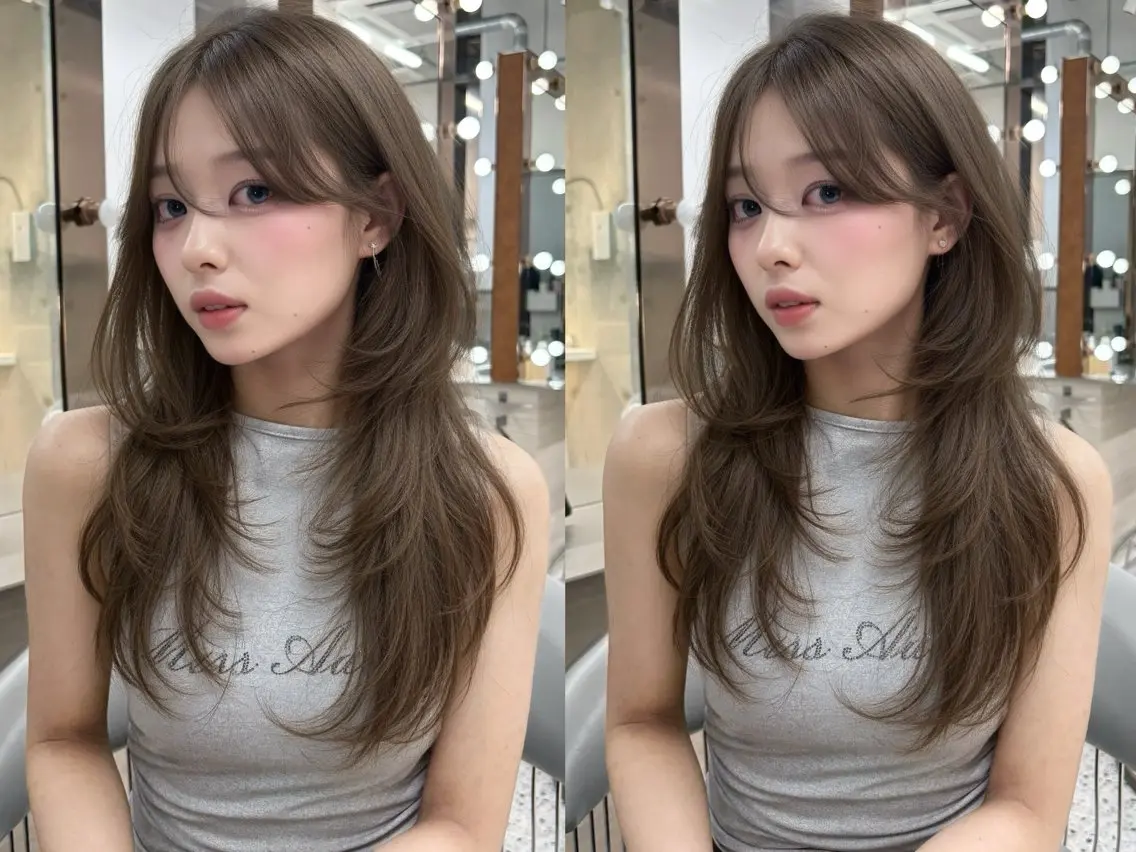 セミロング ヘアカラー トリートメント 🎀ダブルカラー/ 透明感カラー/翼🎀のヘアスタイル
