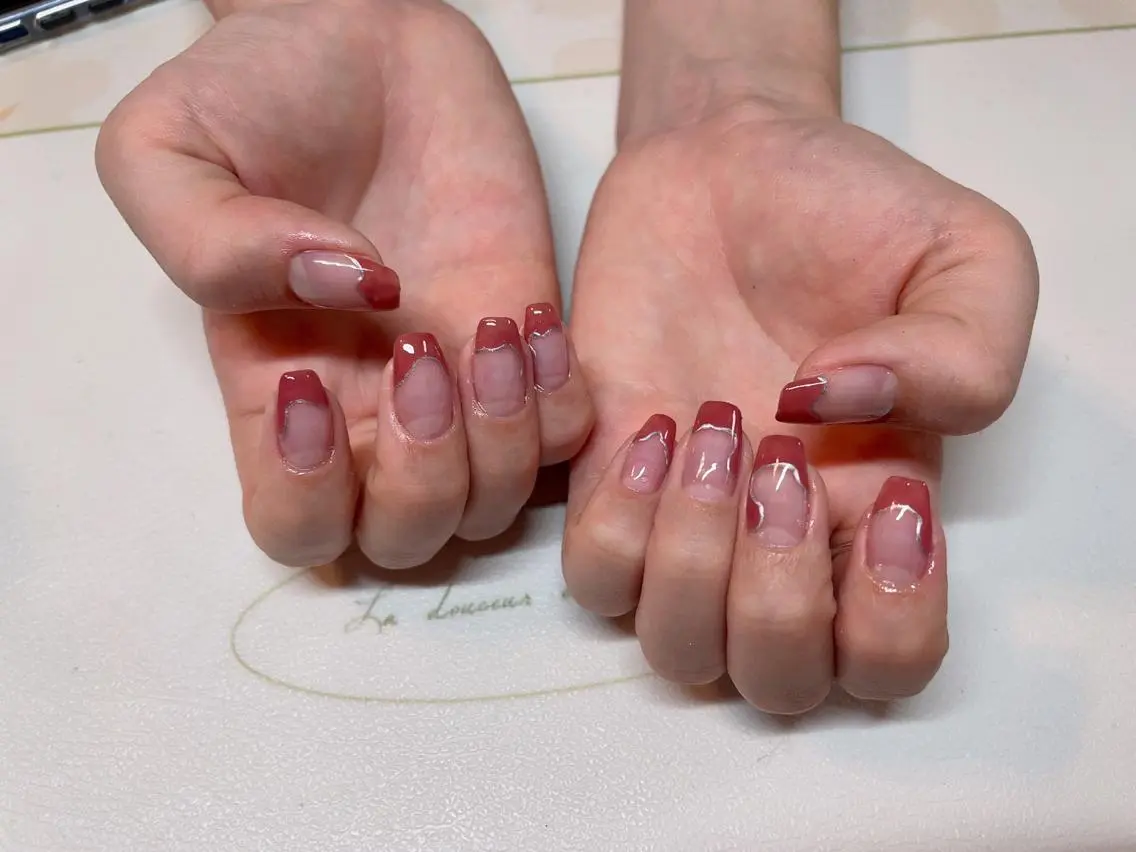 ネイル フレンチネイル ラメ(グリッター) ハンドネイル エン Nail salonのネイルデザイン