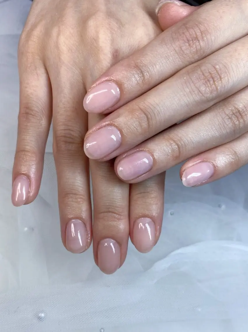 ネイル クリアネイル オフィスネイル ピンク ハンドネイル ハンドケア 心斎橋Salon Epokkuのネイルデザイン
