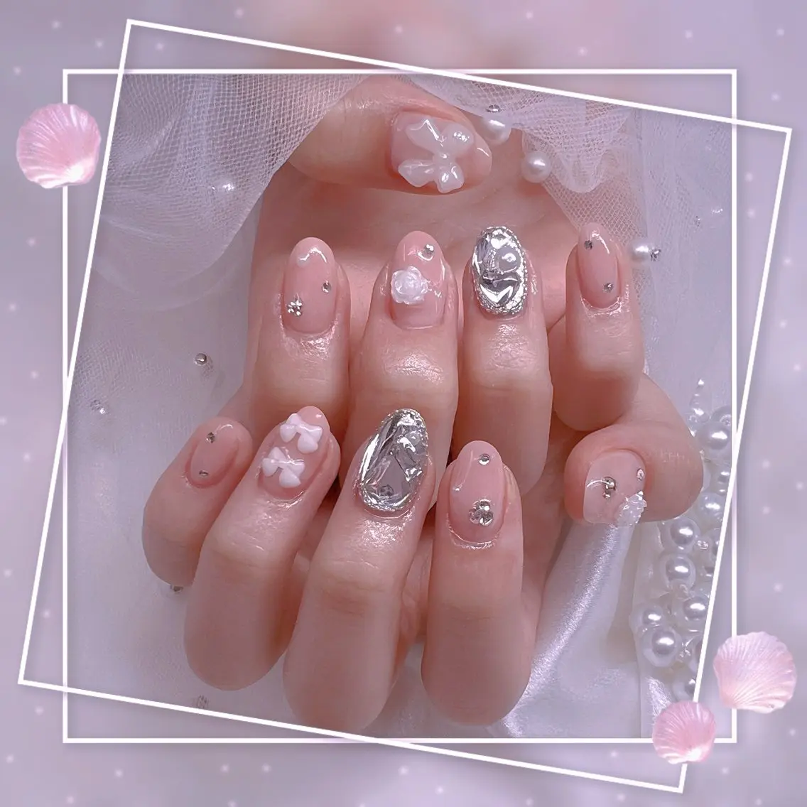 ネイル チークネイル フレンチネイル グラデーション マグネットネイル マグネットフレンチ ハンドネイル Chill Nailsalonのネイルデザイン