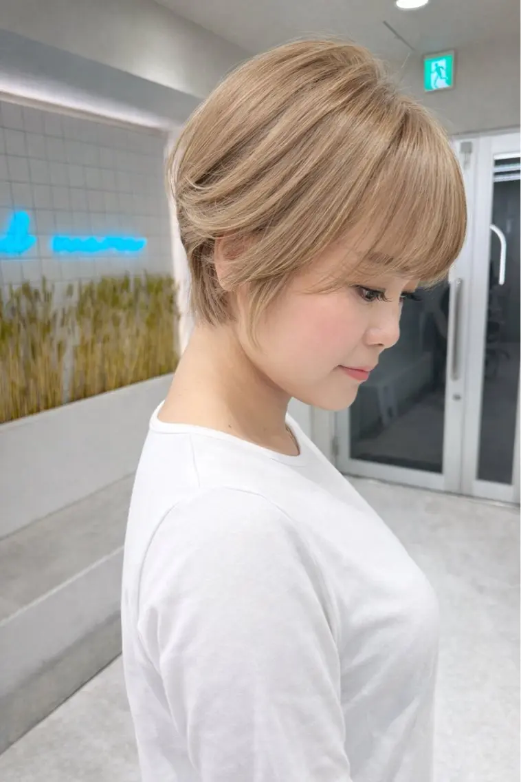 ショート カット ヘアカラー トリートメント 顔周り🇰🇷ロンド レイヤー✨カジワラのヘアスタイル