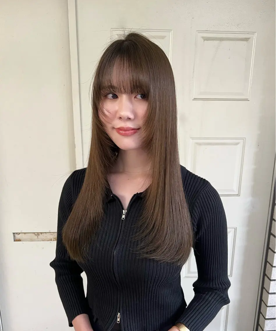 ロング 顔周りカット まろやか透明感カラー ♡MANAのヘアスタイル