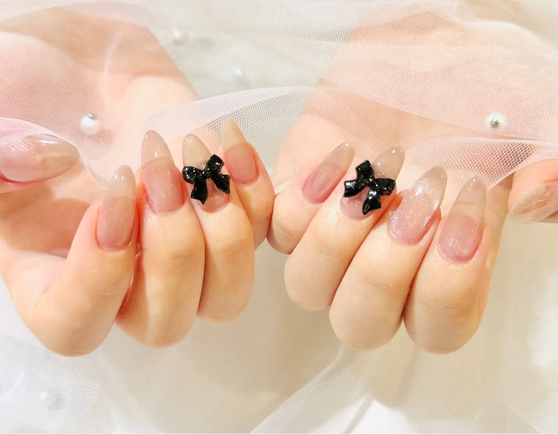 ネイル マグネットネイル リボン ハンドネイル Reauty NailSalonのネイルデザイン