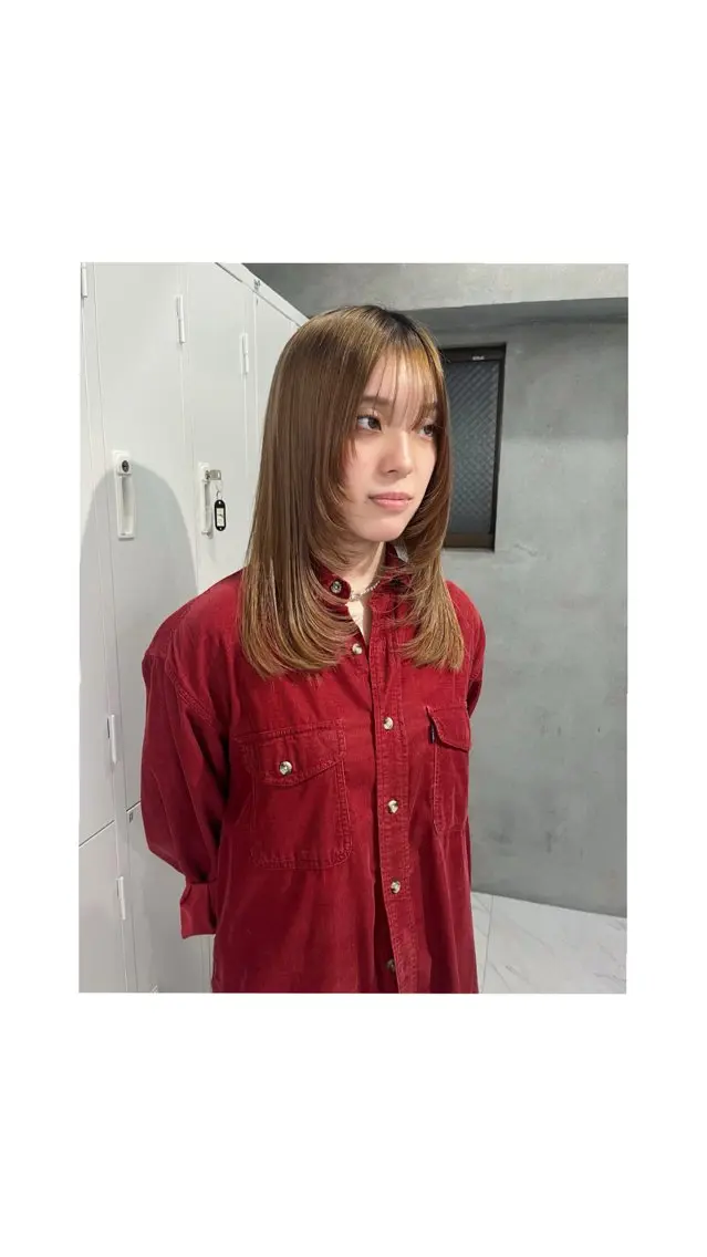 セミロング 韓国風ヘア レイヤーカット カット 広香🪽ハイトーン/ レイヤー/ヘアセットのヘアスタイル