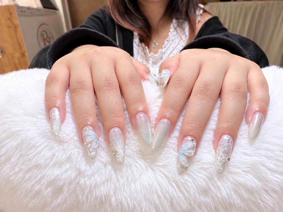 ネイル アートネイル フラワーネイル キラキラネイル 韓国ネイル レース ハンドネイル 高山ルコ(NAIL) 店長のネイルデザイン