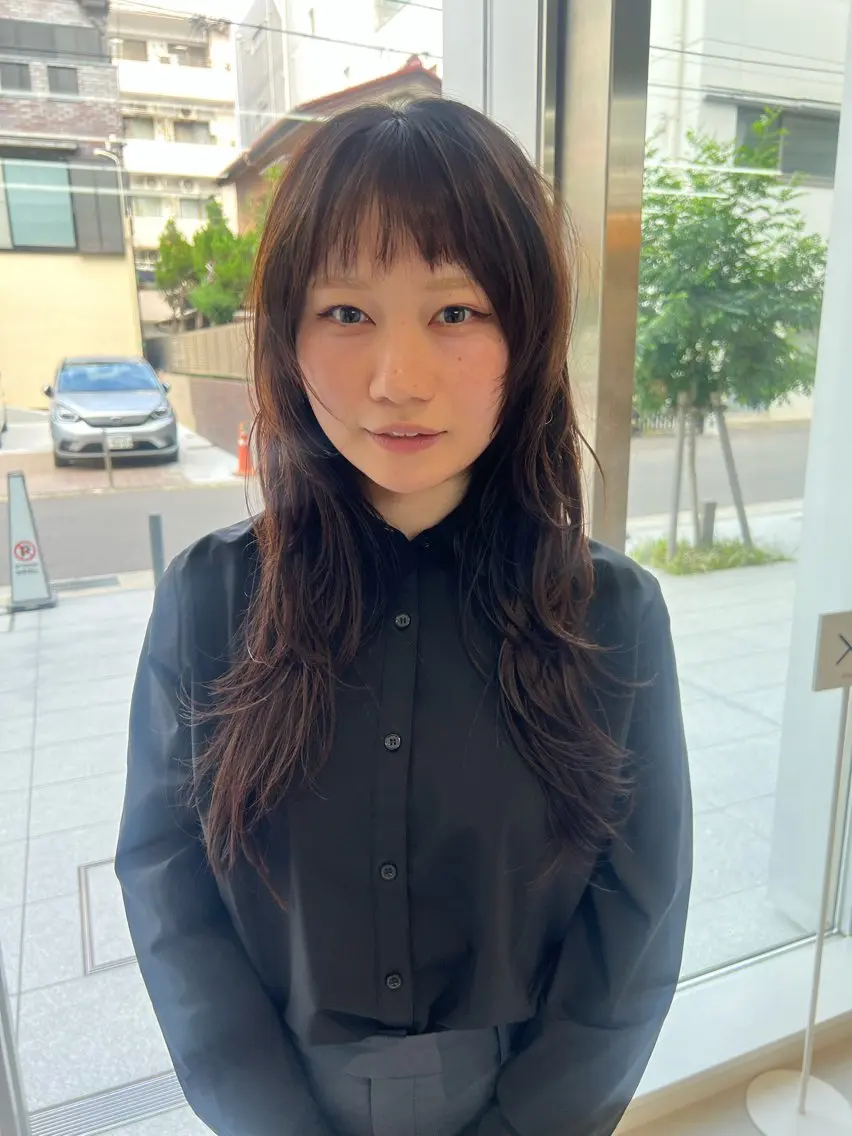 ロング カラー 韓国風ヘア レイヤーカット カット ヘアカラー トリートメント 吉沢遣人/レイヤー 艶カラー/抜け感のヘアスタイル