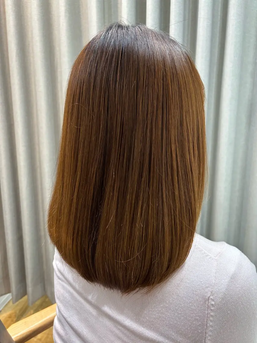 セミロング カラー パーマ ストレートパーマ 🤍美髪縮毛/髪質 改善/池上夏凜🤍のヘアスタイル
