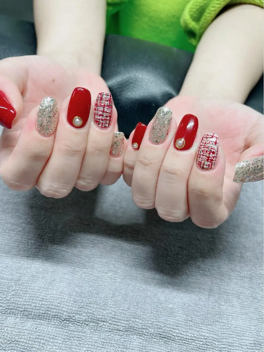 ネイル ボルドー ツイードネイル MOJA NAIL ＊MAIKOのネイルデザイン
