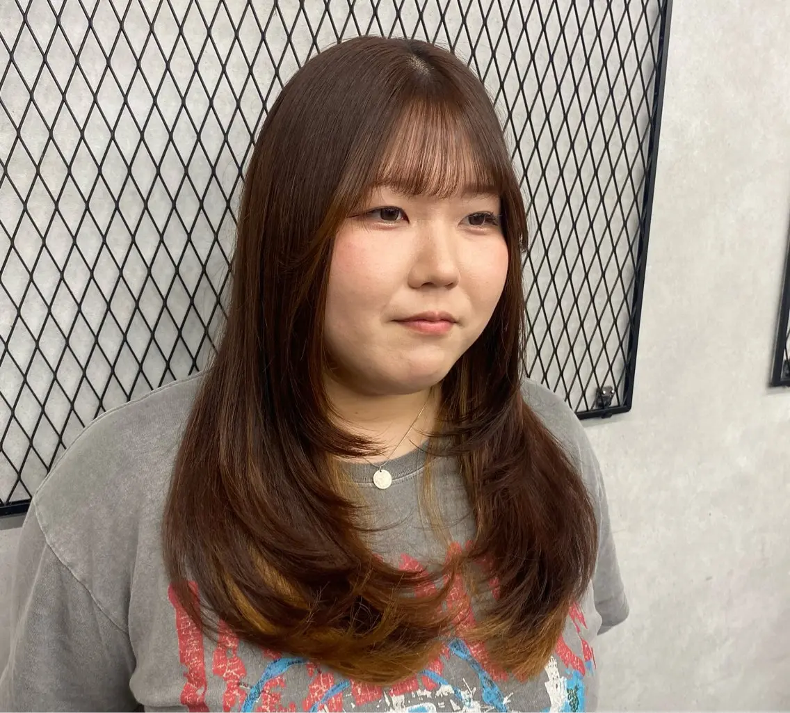 ロング カラー ブラウンカラー 透明感カラー レイヤーカット カット ヘアカラー トリートメント 👑髪質改善縮毛矯正 /フェード/森田のヘアスタイル
