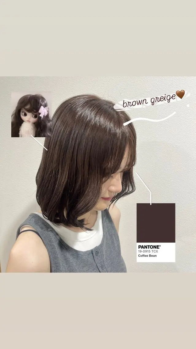 ミディアム ヘアカラー 艶カラー透明感カラー まいか🫧‪のヘアスタイル