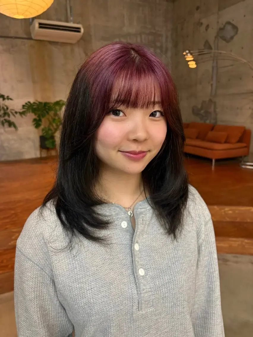 セミロング カラー ヘアアレンジ ダブルカラー 英 このみのヘアスタイル