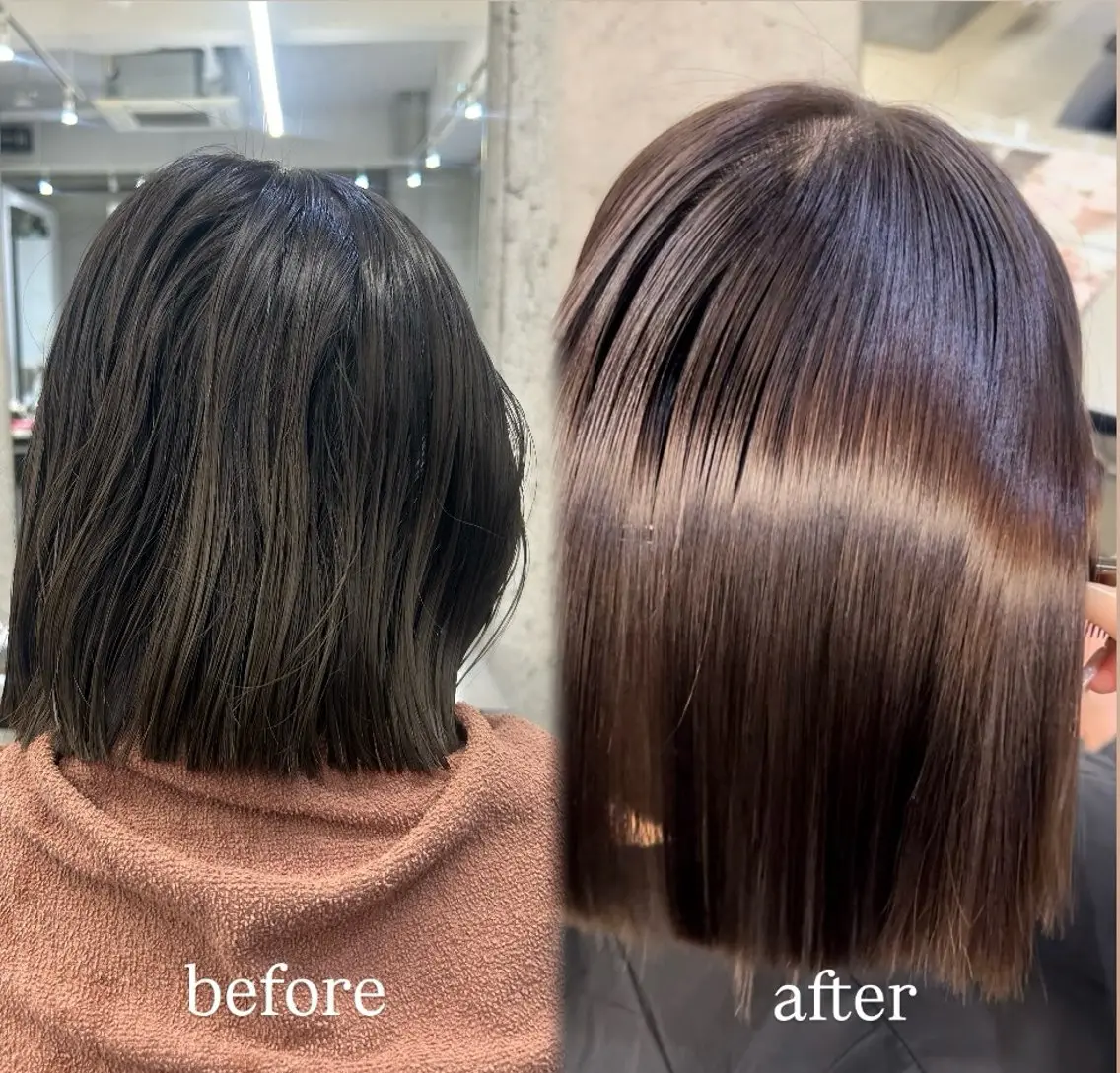 ショート ボブ 縮毛矯正 縮毛矯正 トリートメント ヒナ .のヘアスタイル