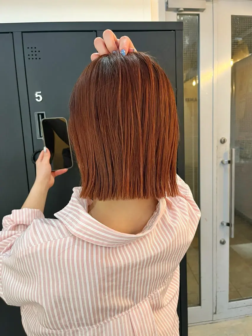 ミディアム 切りっぱなしボブ ボブ 加藤好/ボブ /レイヤー/暖色🧡のヘアスタイル