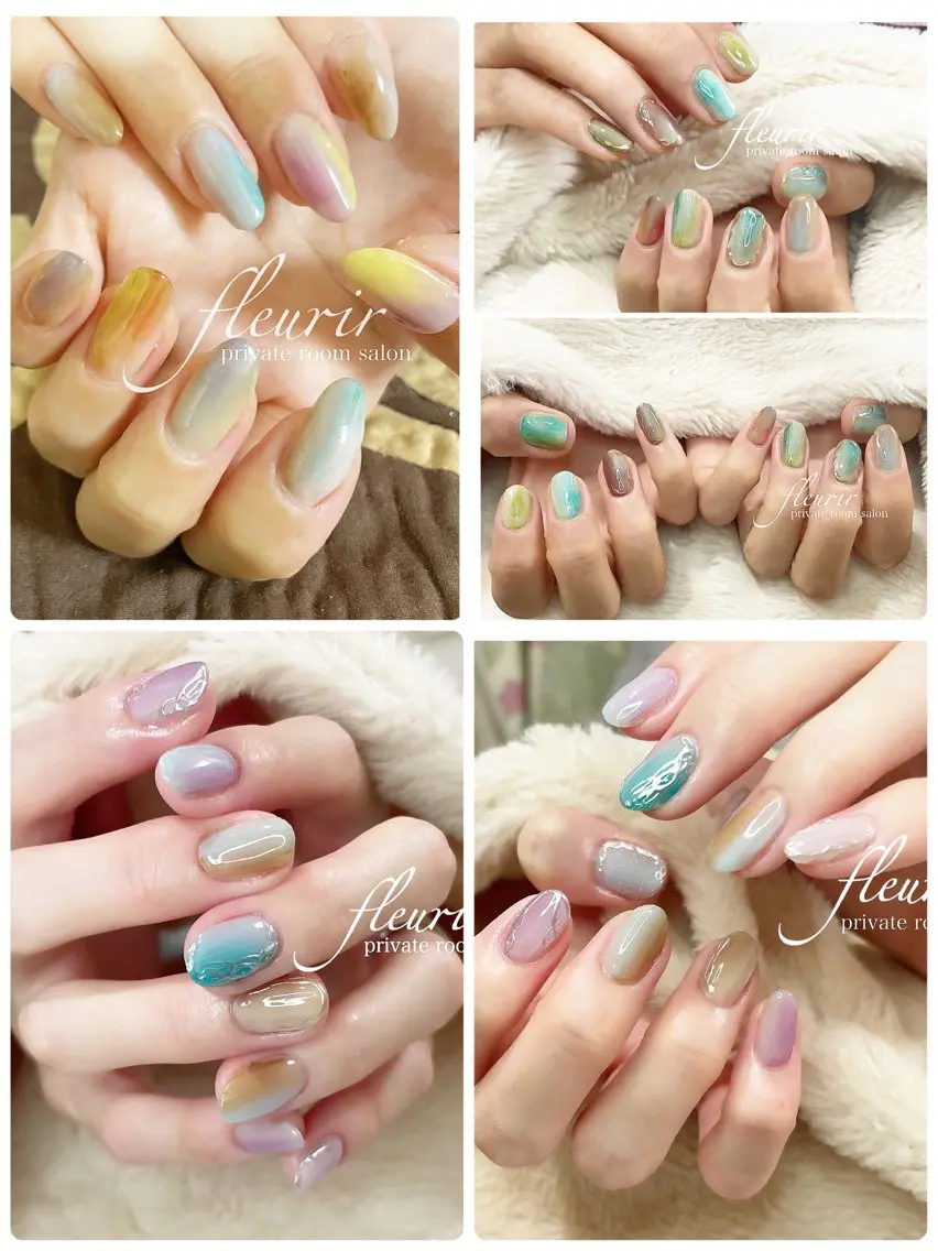 ネイル アートネイル フレンチネイル ミラーネイル ニュアンスネイル ハンドネイル フルリール 【プライベートサロンのネイルデザイン