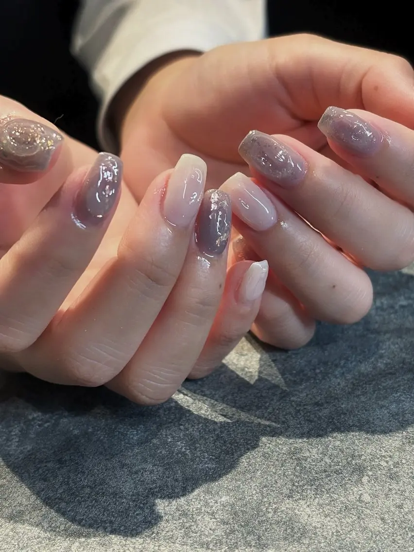 ネイル ニュアンスネイル ぷっくりネイル ハンドネイル china 🌙.・+のネイルデザイン