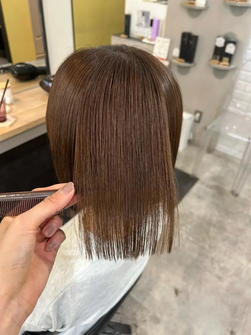 ショート パーマ 髪質改善 ストレートパーマ カット 縮毛矯正 トリートメント hubhair レイヤー/透明感のヘアスタイル