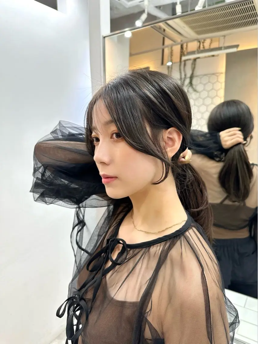 ロング カラー ミディアムレイヤー 添田晃基のヘアスタイル