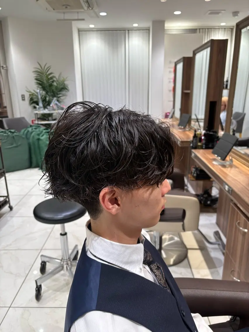 パーマ メンズ 縮毛矯正& 透明感カラー✨レオのヘアスタイル