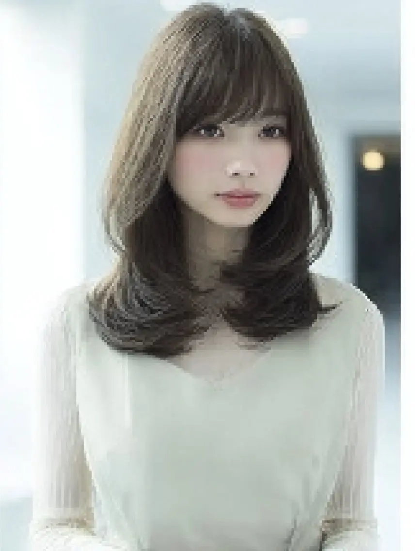 ミディアム 顔まわりレイヤー 顔周りカット ハッシュカット ハイレイヤー 韓国風ヘア カット ヘアカラー トリートメント ✨毛髪診断で絶対綺麗 ✨美髪艶髪専門✨高浪のヘアスタイル
