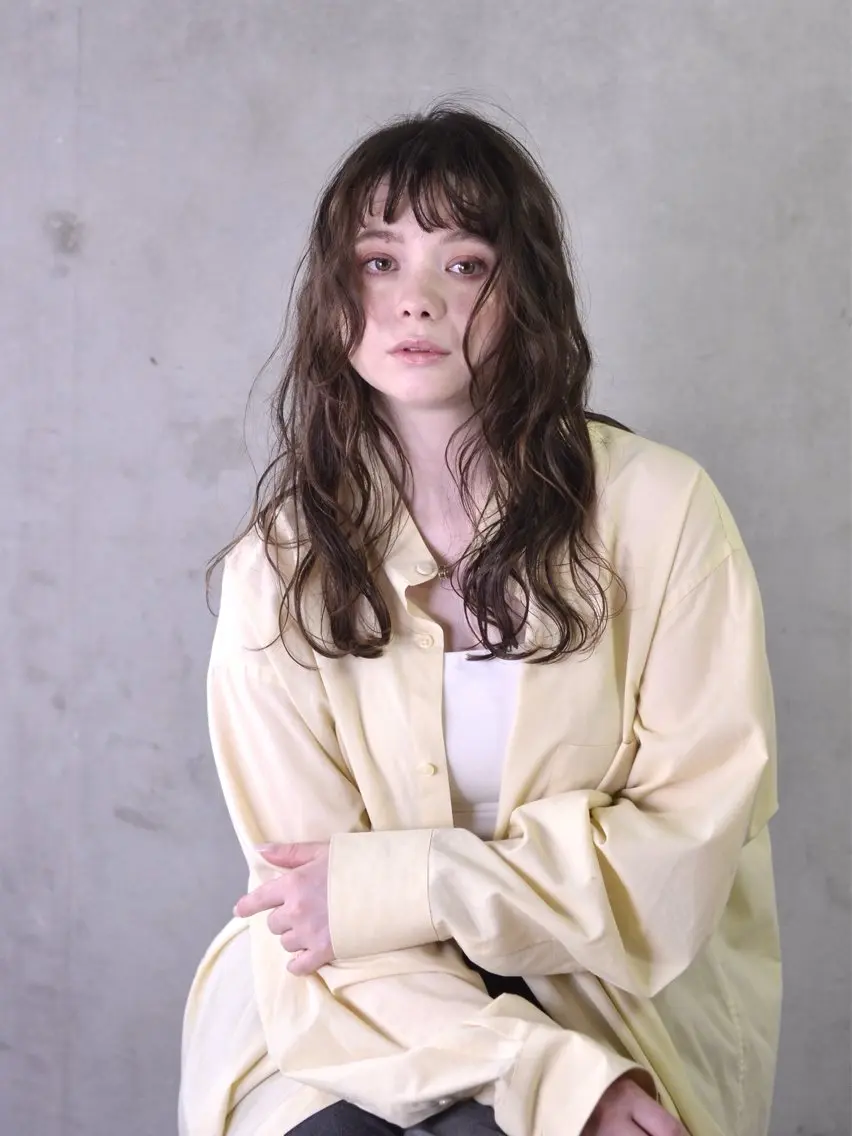 ロング カラー パーマ カット ヘアカラー パーマ 髪質改善/ヘアケア coiiはしもとはなのヘアスタイル