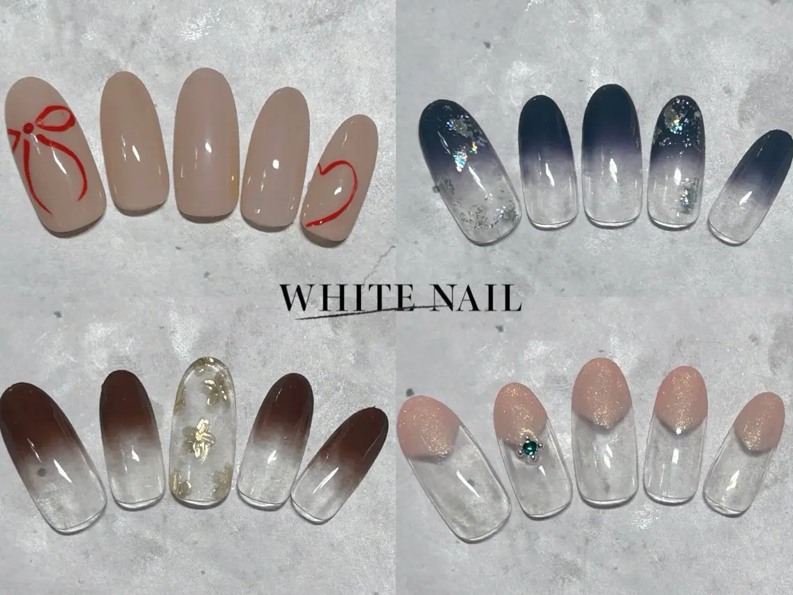 ネイル シンプルネイル ハンドネイル WHITE NAIL ホワイトネイルのネイルデザイン