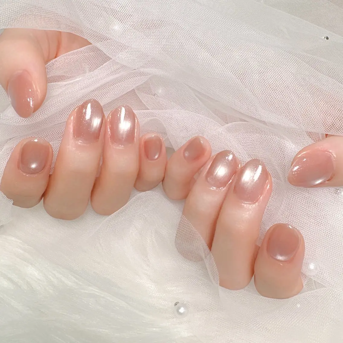ネイル マグネットネイル ピンク シンプルネイル ハンドケア mako✿ nailのネイルデザイン
