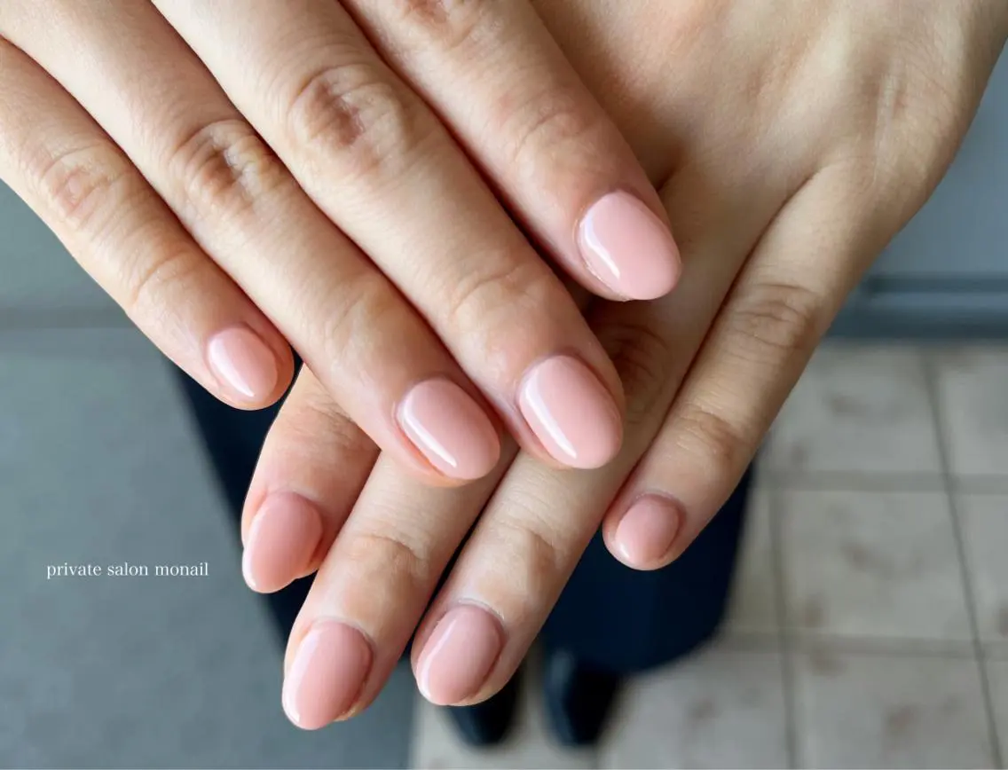 ネイル オフィスネイル ピンク ピンクベージュ ハンドネイル nail salon monailのネイルデザイン