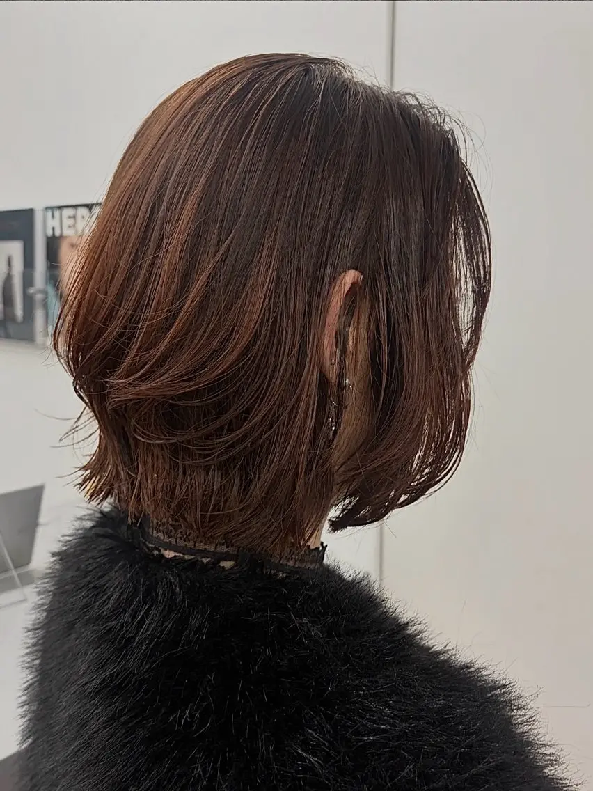 ショート 切りっぱなしボブ ボブレイヤー ボブ 顔まわりレイヤー 顔周りカット カット トリートメント cana 札幌レイヤースタイルのヘアスタイル