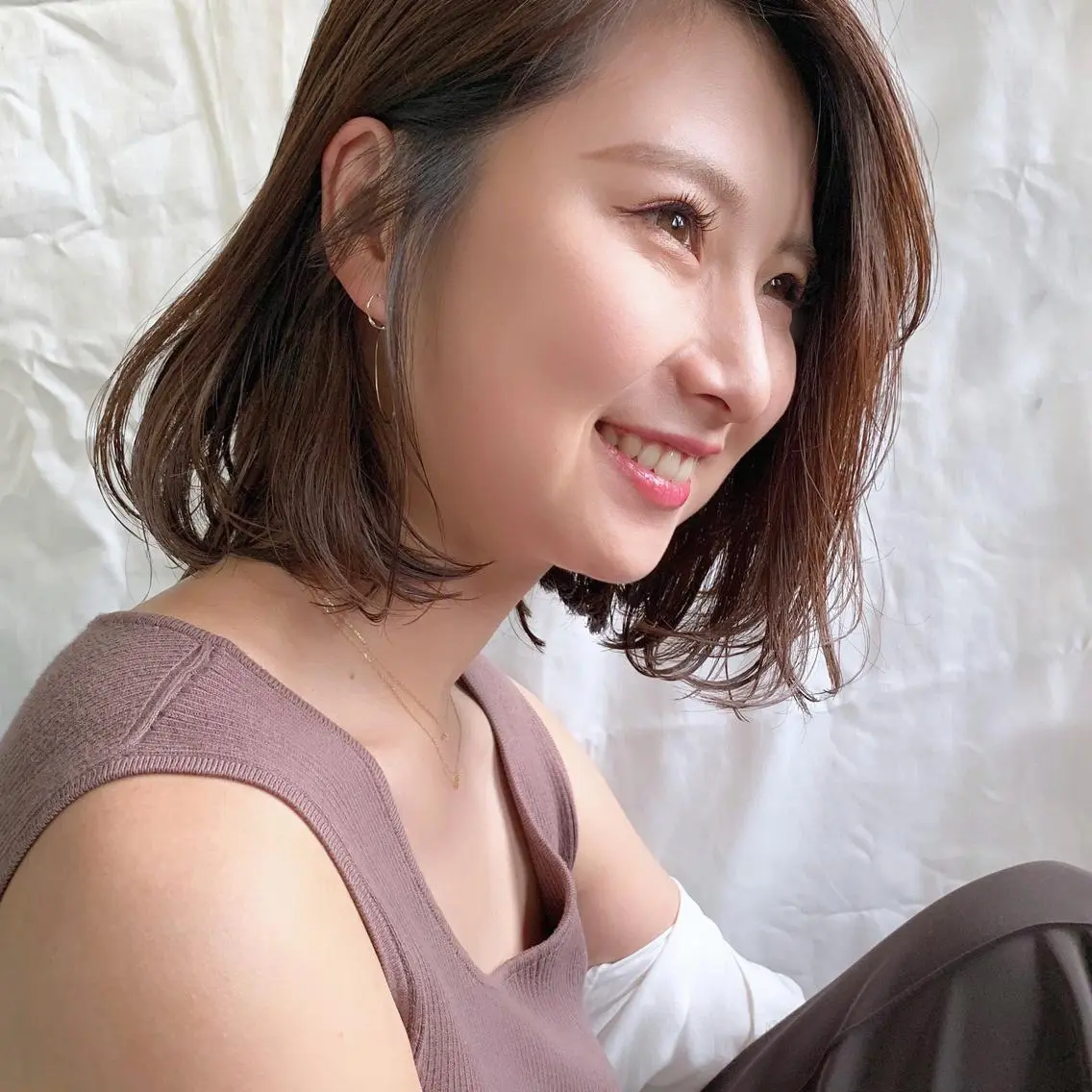 ショート カラー ブラウンカラー ボブ ボブ/顔周りレイヤー carlm:上川美幸のヘアスタイル