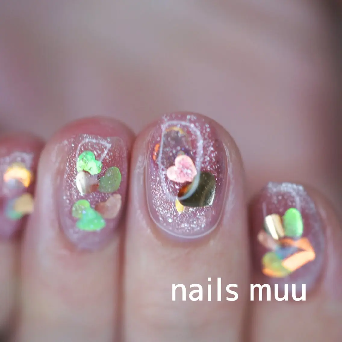 ネイル ハート マグネットネイル マグネットワンカラー ワンカラーネイル ピンク nails muu まゆのネイルデザイン