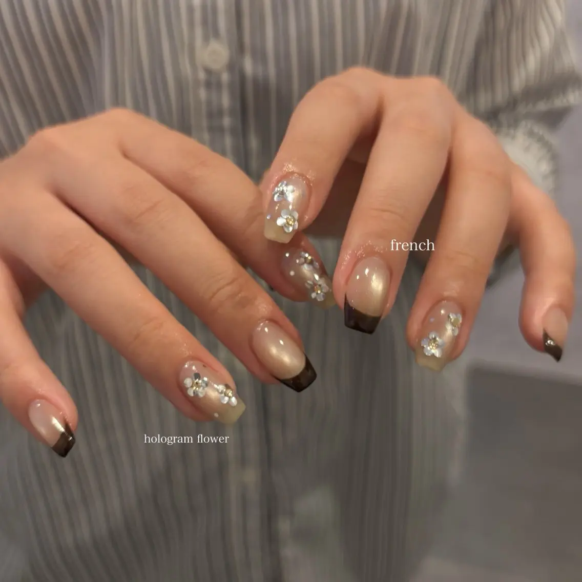 ネイル ホログラムネイル ハンドネイル IZUMIꕤnail 堺筋本町|心斎橋のネイルデザイン