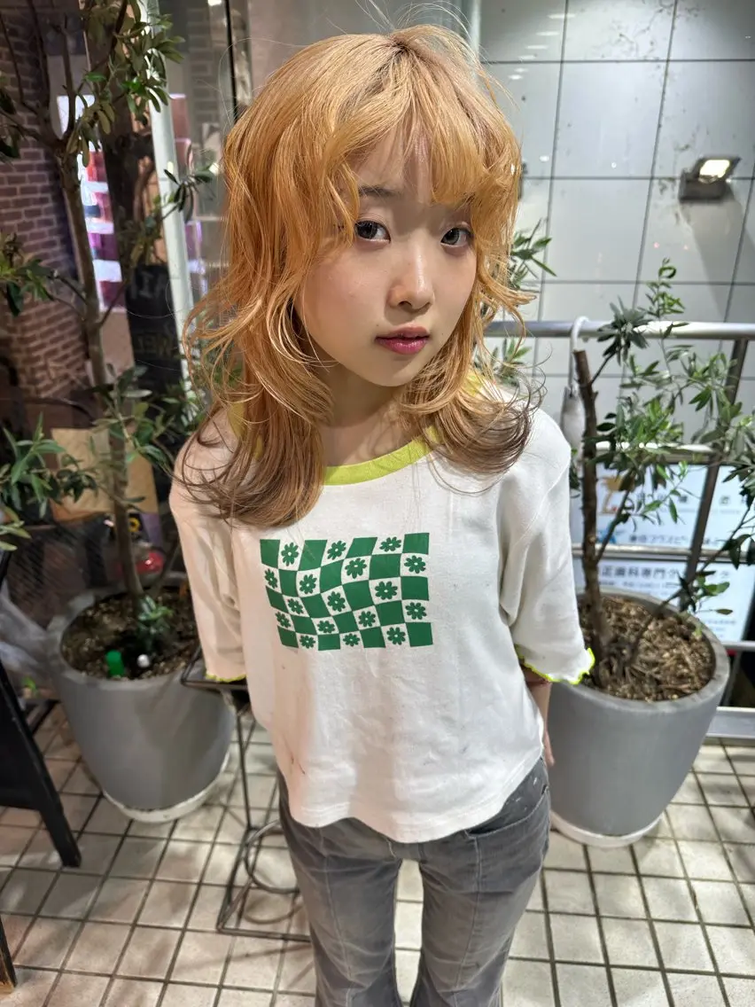 セミロング カラー ブリーチ ケアブリーチ デザインカラー ダブルカラー イヤリングカラー ユウ✩.*˚/メンズ 特化/シャドウパーマのヘアスタイル