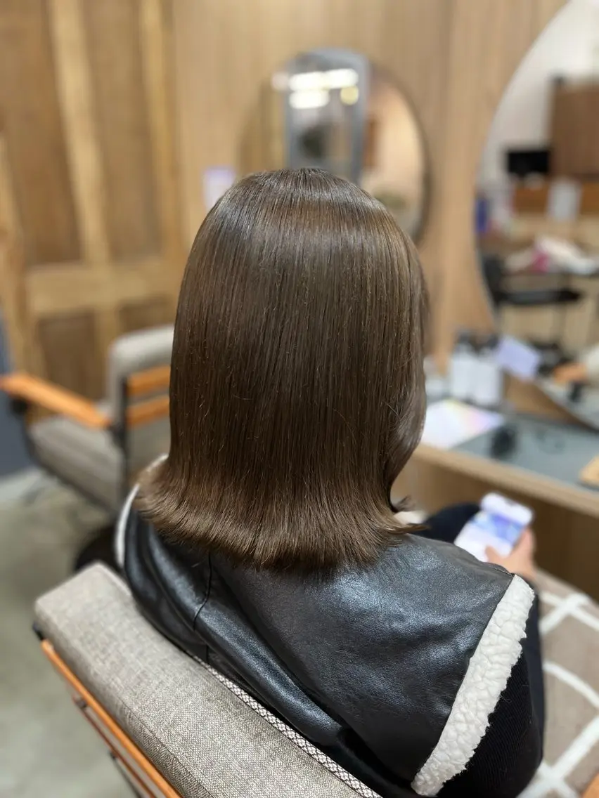 ミディアム カラー ベージュカラー オリーブベージュ ヘアカラー トリートメント 髪質改善/艶髪🫧 ｼｽﾞｸ🦥🌿のヘアスタイル