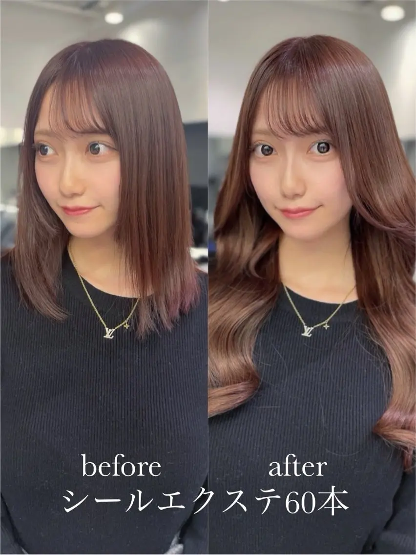 ロング カラー シールエクステ エクステ 韓国風ヘア レイヤーカット ヘアカラー エクステ ヘアサロンelyts 表参道店のヘアスタイル
