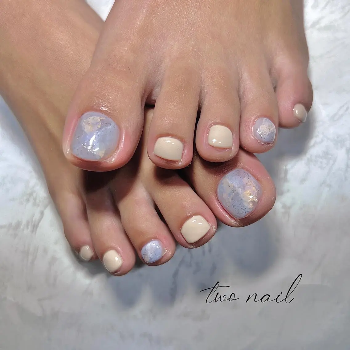 ネイル アートネイル フットネイル ハート ニュアンスネイル ホワイト フットネイル two nailのネイルデザイン