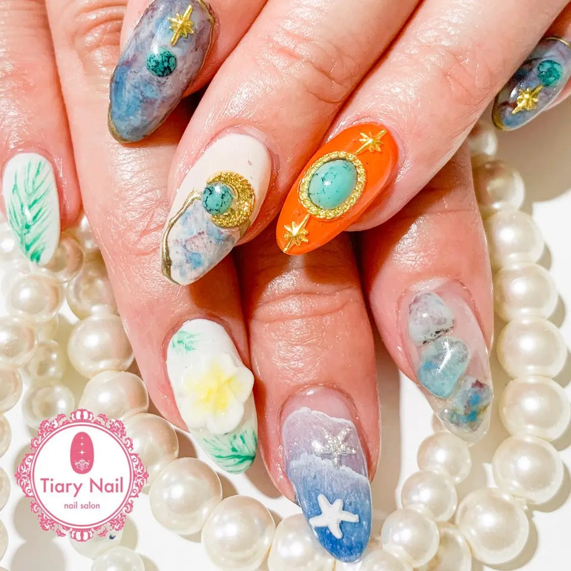 ネイル ハンドネイル 💗🪽Tiary Nail🪽💗のネイルデザイン