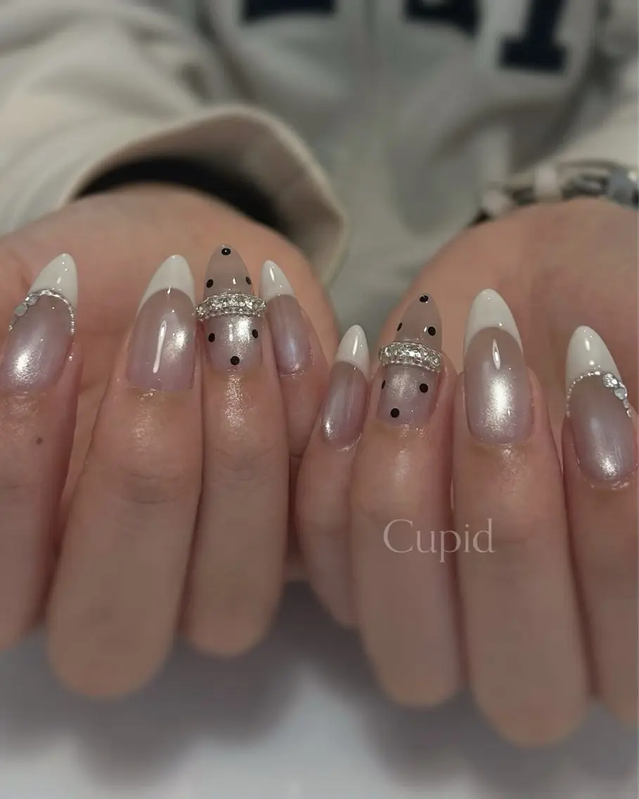 ネイル ドット フットネイル フレンチネイル 韓国ネイル レース Hina KawaiiNailのネイルデザイン