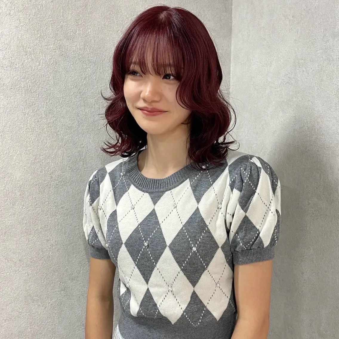 ミディアム カラー カット ヘアカラー 🎀ミルクティー/暖 色×レイヤー/マリアのヘアスタイル