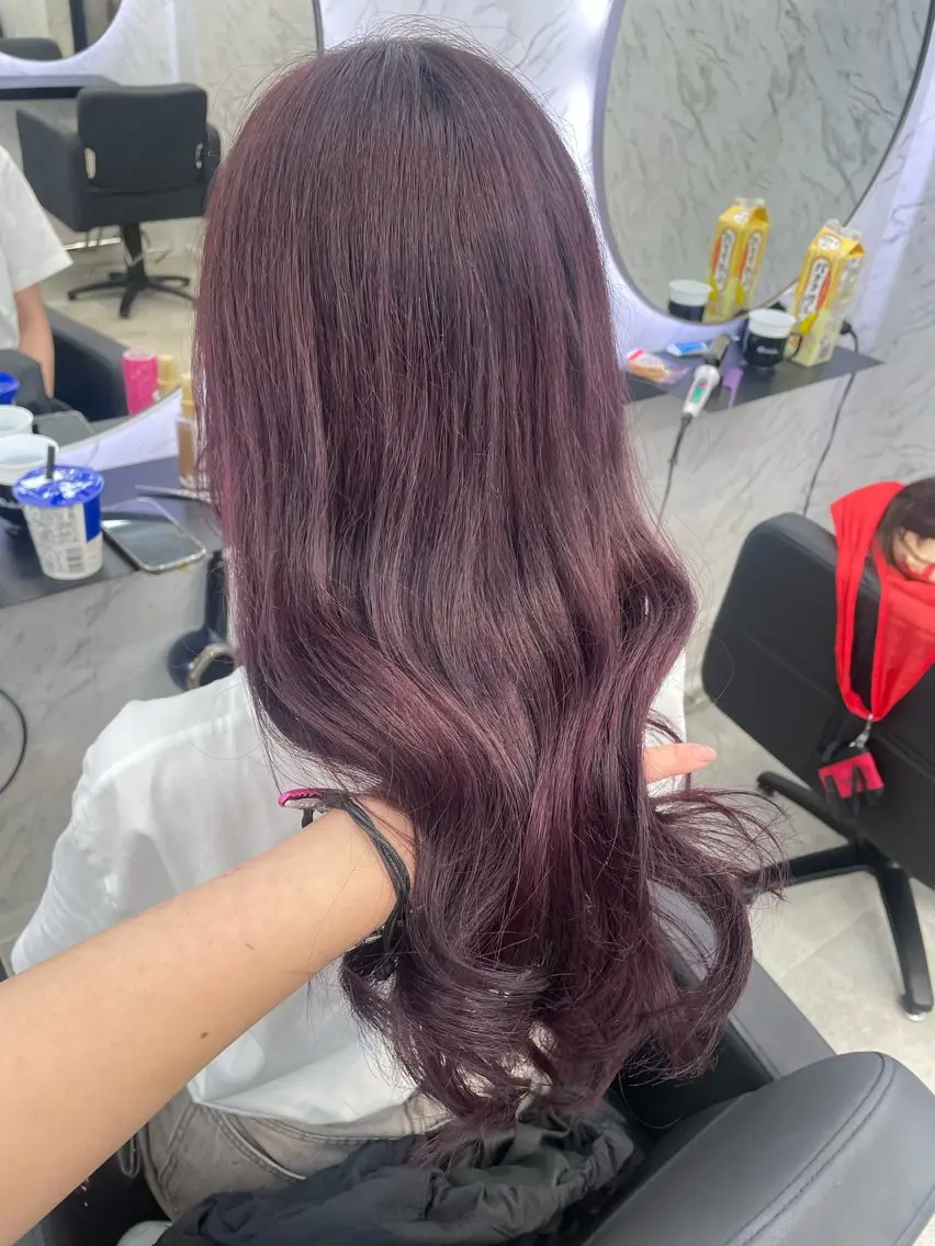 ロング カラー カシス ピンクカラー ヘアカラー 韓国ヘア🎀 /♡𝓝𝓸𝓪♡のヘアスタイル