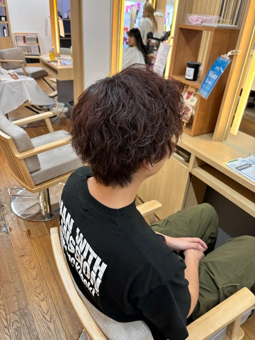 ショート パーマ メンズ メンズパーマ 波巻きパーマ カット メンズ✨パーマ 大室雄基のヘアスタイル