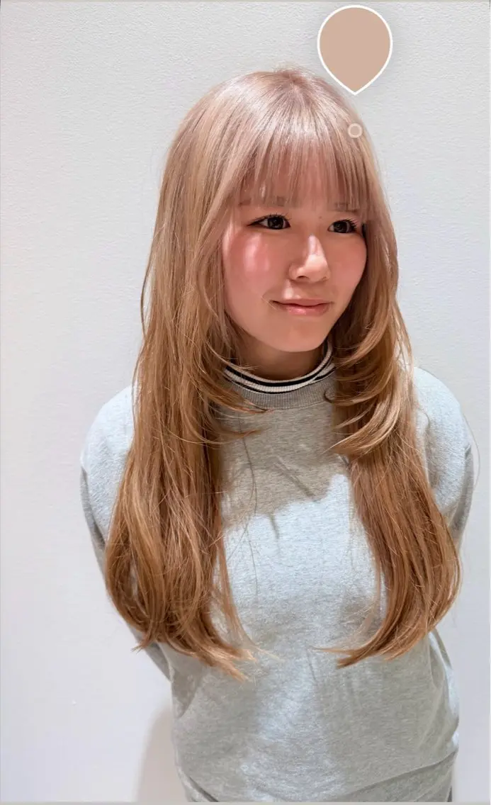 ロング カラー ハイトーンカラー 顔まわりレイヤー 顔周りカット レイヤーカット 🌕透明感カラー @ENTER大名のヘアスタイル