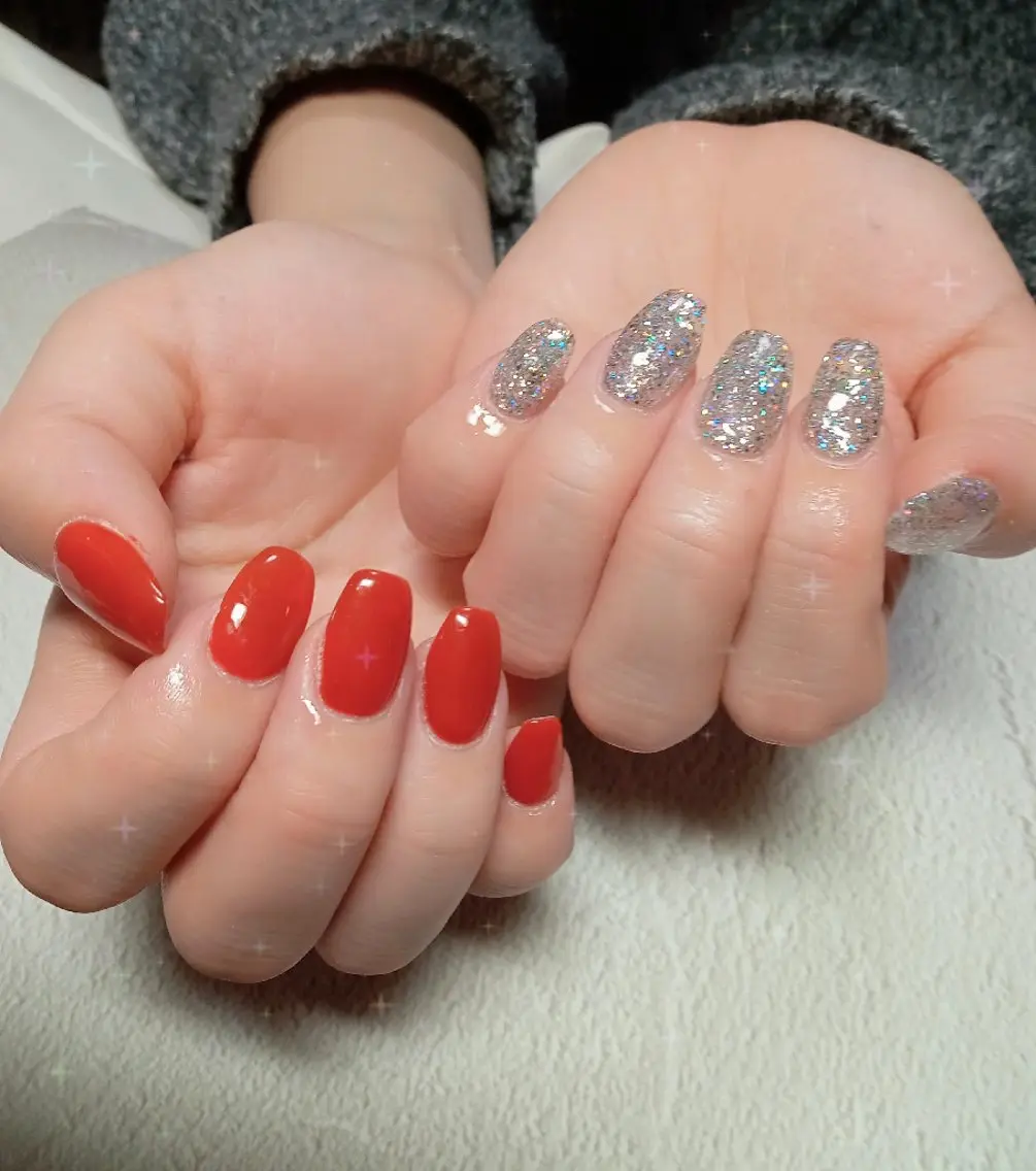 ネイル 長さ出し ジェルネイル キラキラネイル ラメ(グリッター) ラメグラデーション ハンドネイル flure de neige yukiのネイルデザイン